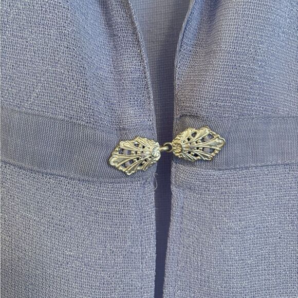 Vintage 90s periwinkle sheer midi open short sleeve blazer - Picture 4 of 8